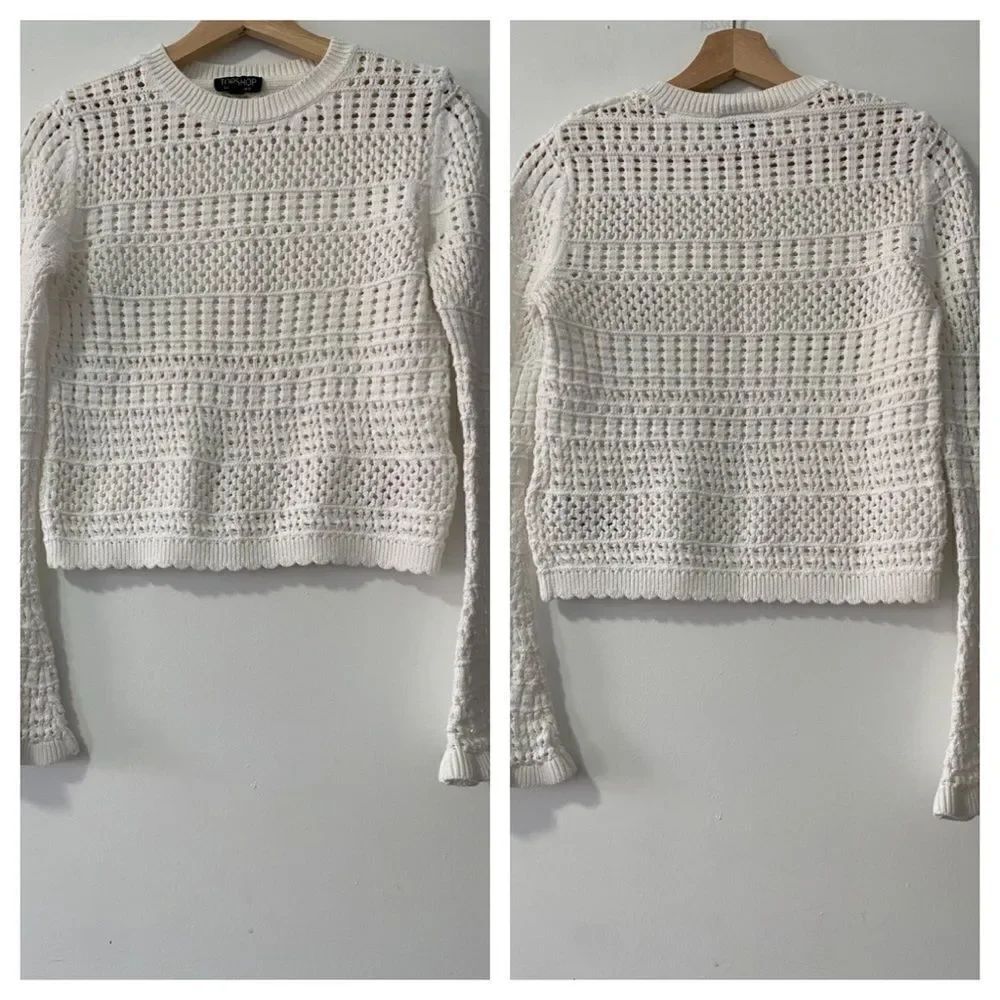 Topshop Crochet Knit  White Sweater Size US 8